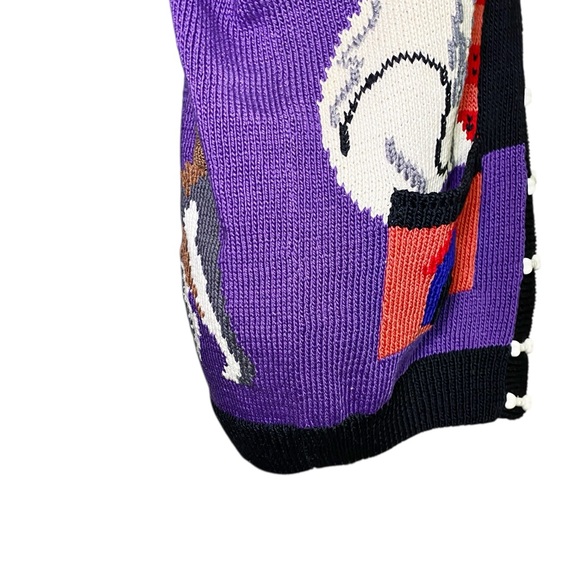 Berek Marta D Vintage 90’s Hand Knit Dogs Best In Show Cardigan Sweater - Picture 6 of 15